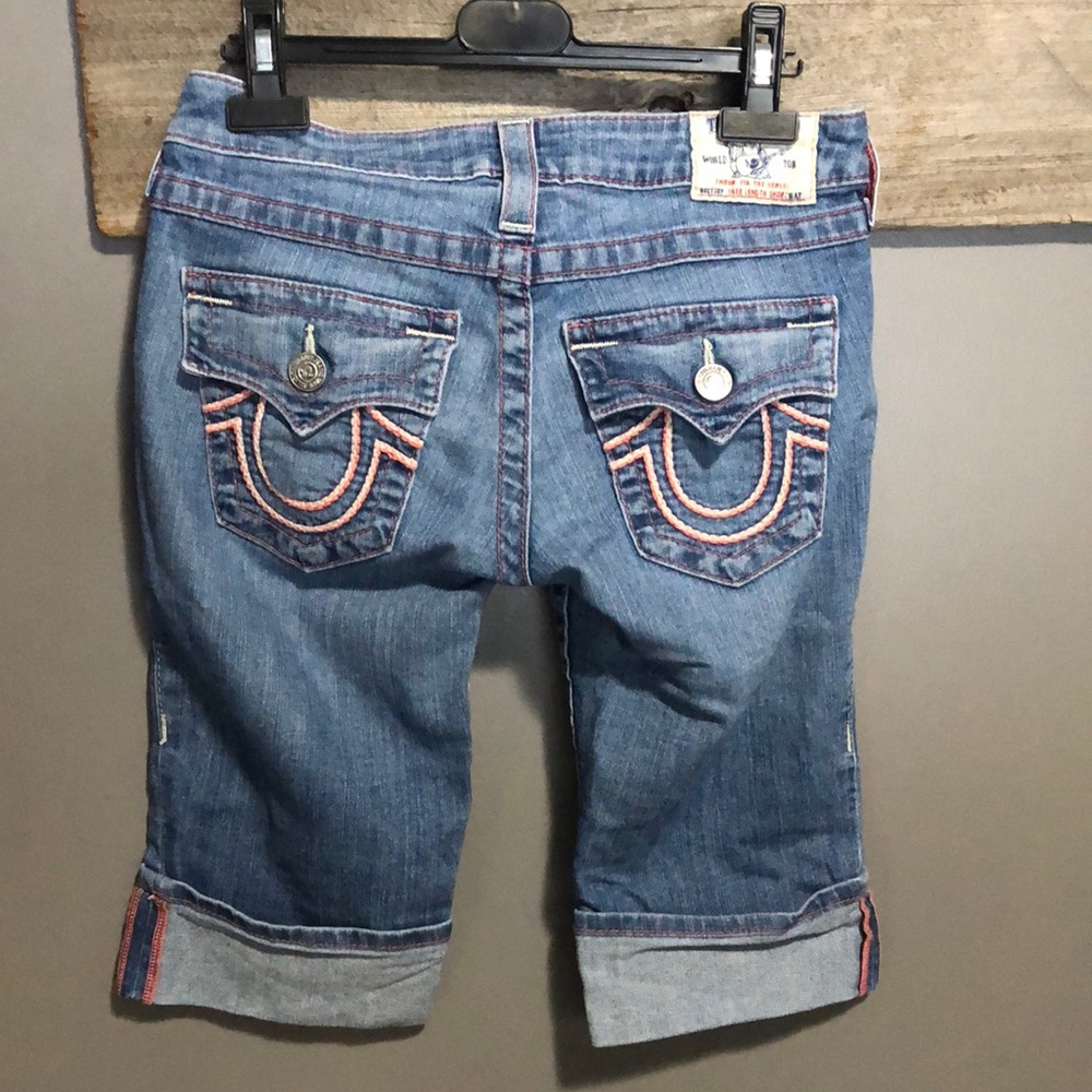 True Religion jean Bermuda knee shorts